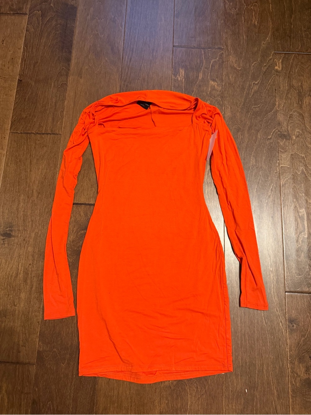 naked wardrobe Bright Orange Long-Sleeve Bodycon Dress